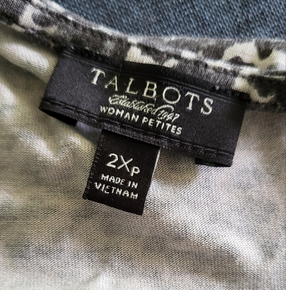 Talbots Cheetah Cowl Neck Shortsleeve Stretch Top - Picture 6 of 9